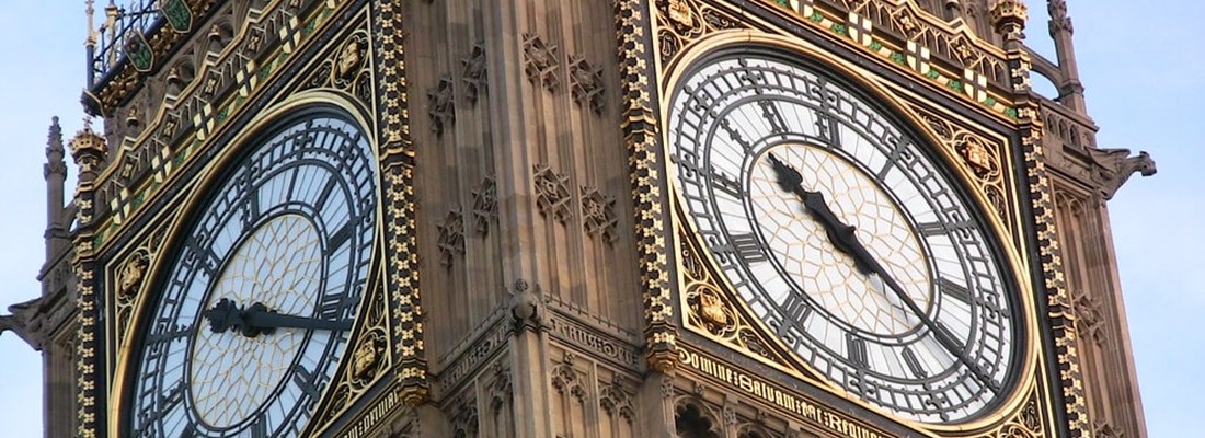 Close up of the clock face of Big Ben
