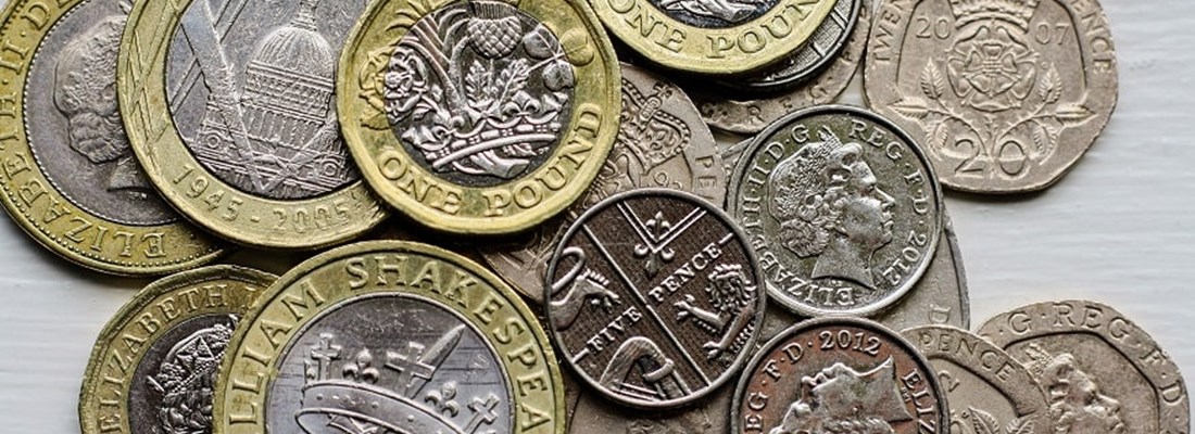 Pile of British Coins.