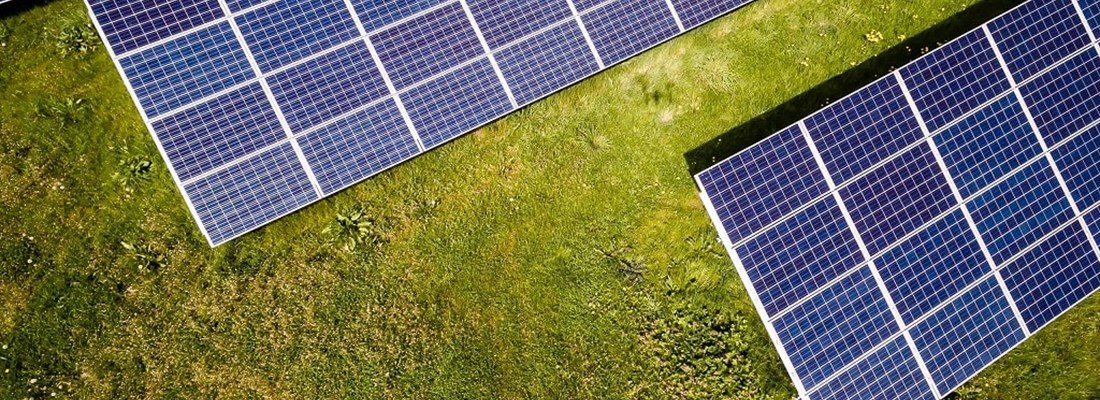Solar panels on a field.
